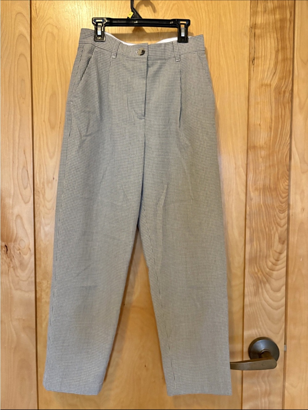 Aritzia Little Moon Brown Micro-Check Plaid Trousers/Pants Size 4